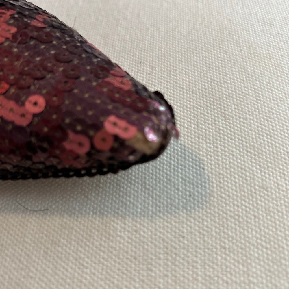 Miu Miu Burgundy Red Sequin Ballet Flats Bow Detail Size 39.5 Sparkle Valentine - Picture 7 of 8